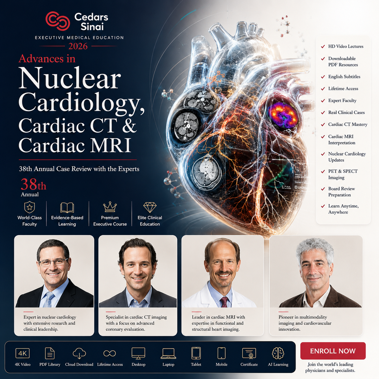 Cedars Sinai Advances in Nuclear Cardiology, Cardiac CT and Cardiac MRI 38th Annual Case Review with the Experts 2026